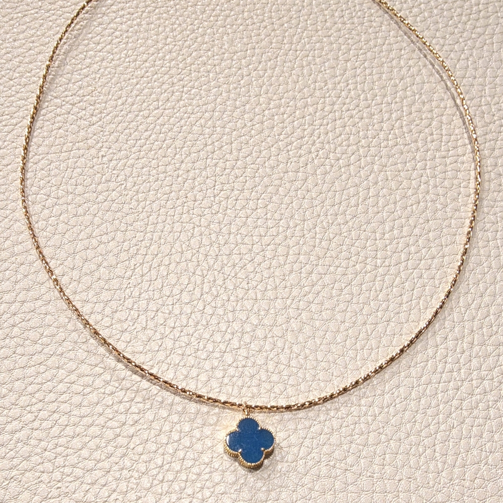 💠✨️18K Real Gold Blue Clover Pendant Necklace✨️💠